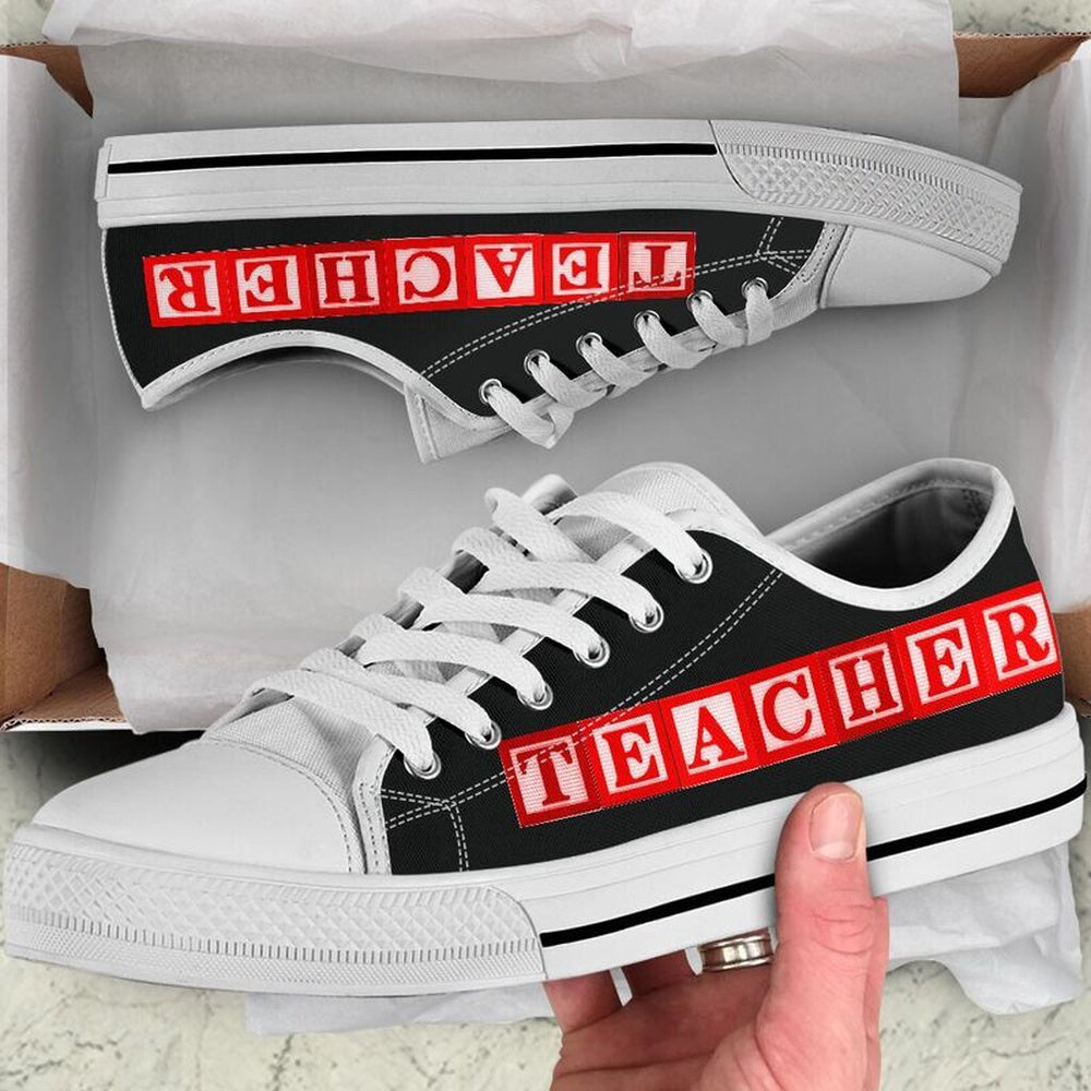 Teacher Al Wooden Red Black Shoes, Teacher Shoes, Low Top Sneakers