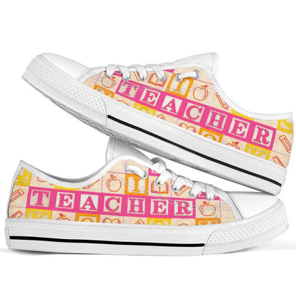 Teacher Alphabet Wooden Pink Shoes Shoes, Teacher Shoes, Low Top Sneakers