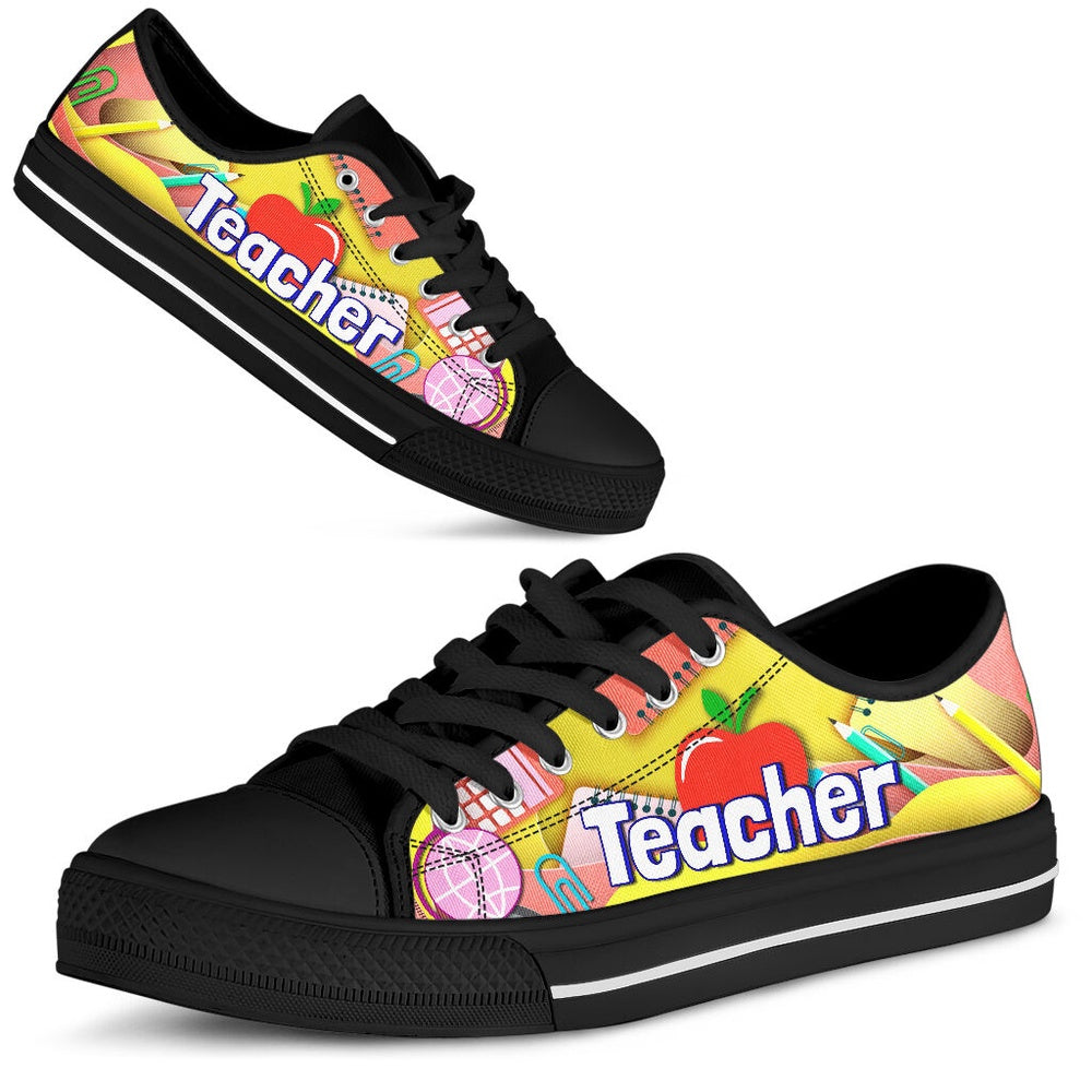 Teacher Art Paper Cut Out Black Shoes, Teacher Shoes, Low Top Sneakers