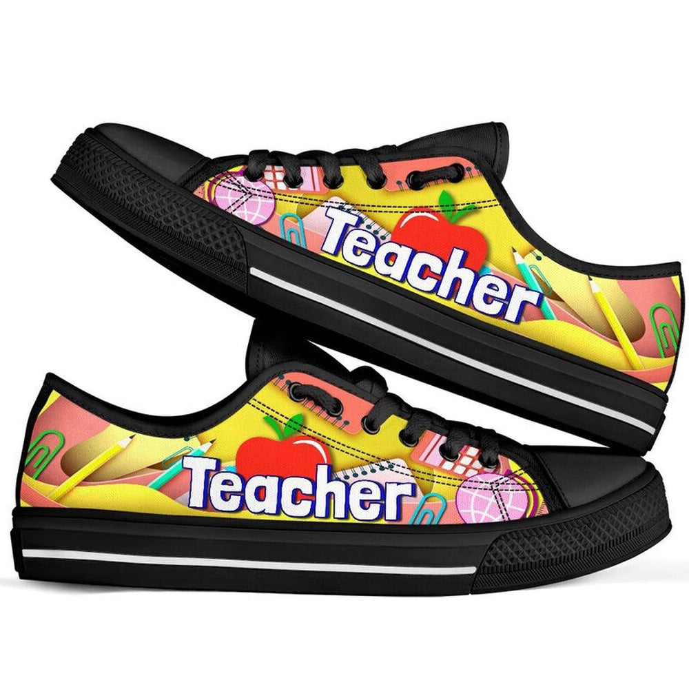 Teacher Art Paper Cut Out Black Shoes, Teacher Shoes, Low Top Sneakers