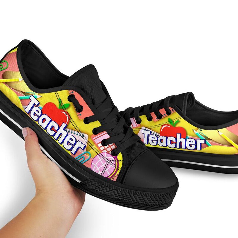 Teacher Art Paper Cut Out Black Shoes, Teacher Shoes, Low Top Sneakers