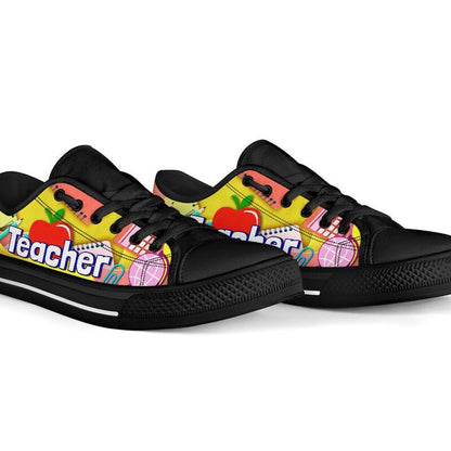 Teacher Art Paper Cut Out Black Shoes, Teacher Shoes, Low Top Sneakers