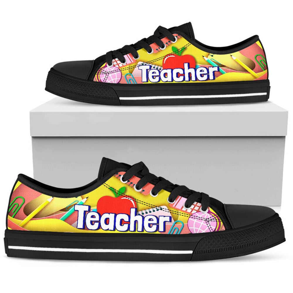 Teacher Art Paper Cut Out Black Shoes, Teacher Shoes, Low Top Sneakers