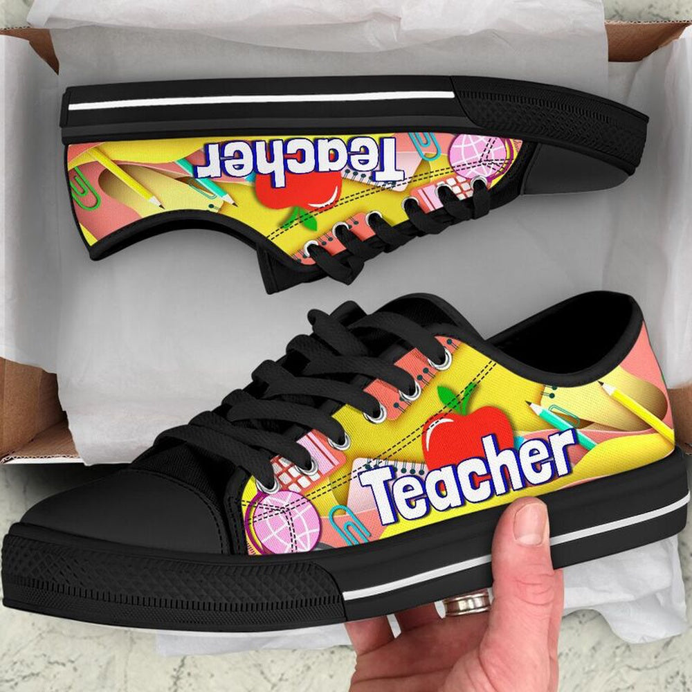 Teacher Art Paper Cut Out Black Shoes, Teacher Shoes, Low Top Sneakers