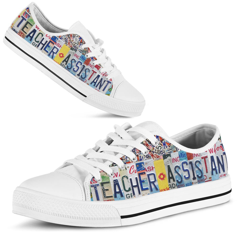 Teacher Assistant Inspire License Plates Low Top Shoes, Teacher Shoes, Low Top Sneakers
