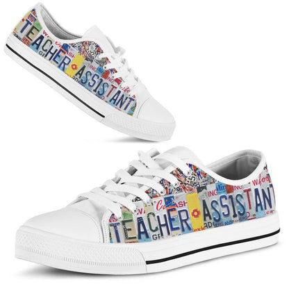 Teacher Assistant Inspire License Plates Low Top Shoes, Teacher Shoes, Low Top Sneakers