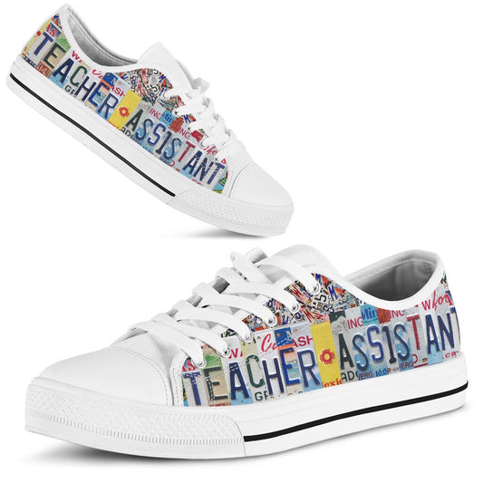 Teacher Assistant Inspire License Plates Low Top Shoes, Teacher Shoes, Low Top Sneakers