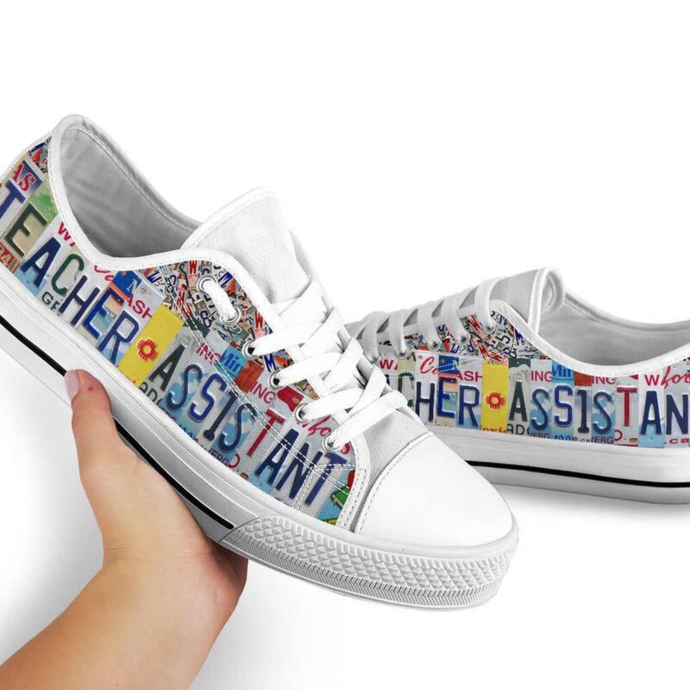 Teacher Assistant Inspire License Plates Low Top Shoes, Teacher Shoes, Low Top Sneakers