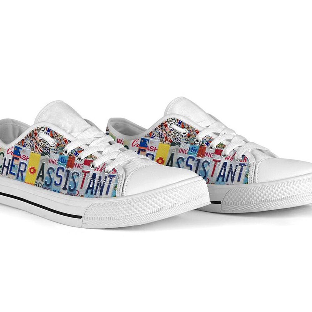 Teacher Assistant Inspire License Plates Low Top Shoes, Teacher Shoes, Low Top Sneakers