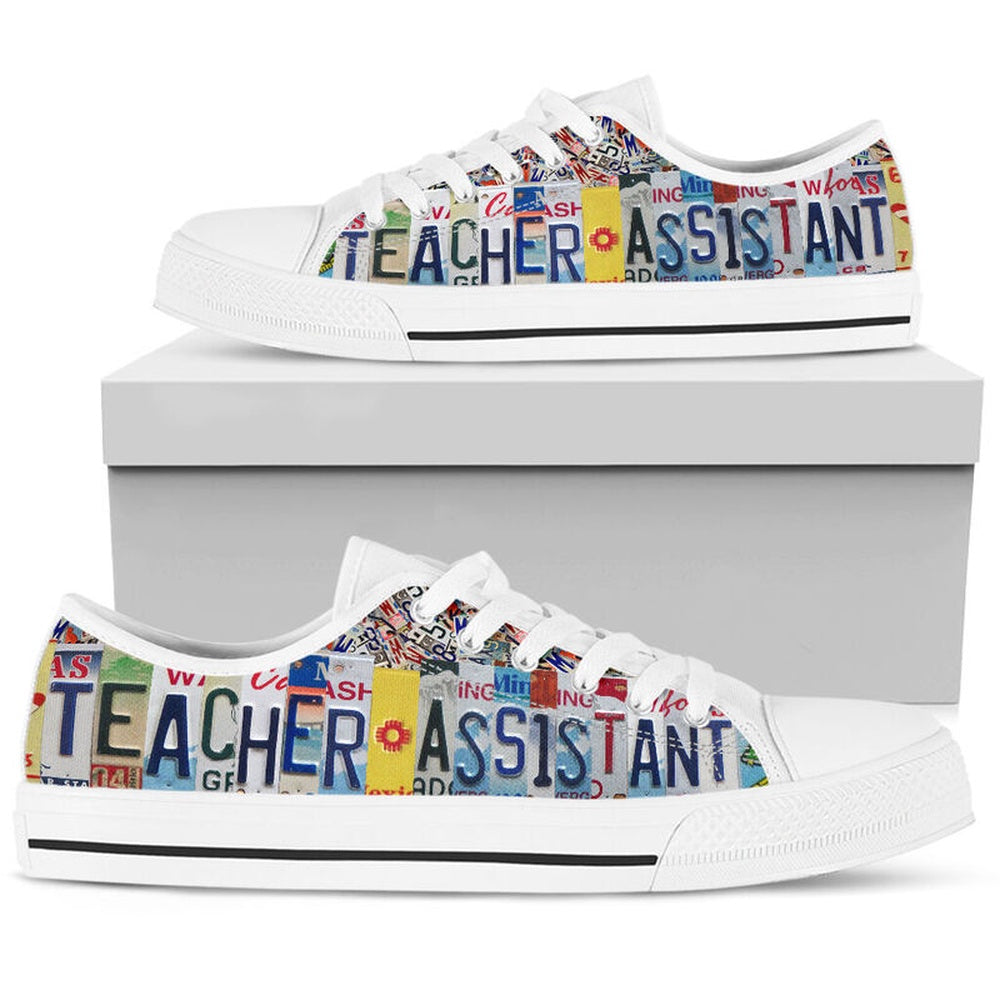 Teacher Assistant Inspire License Plates Low Top Shoes, Teacher Shoes, Low Top Sneakers