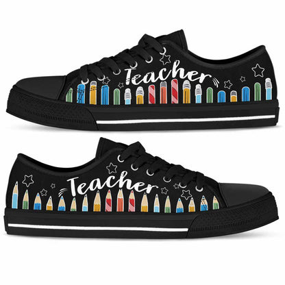 Teacher Colorful Pencils Low Top Shoes, Teacher Shoes, Low Top Sneakers