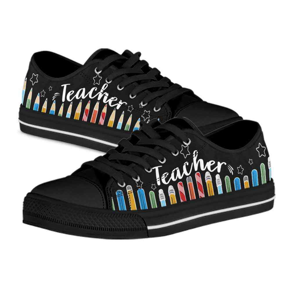 Teacher Colorful Pencils Low Top Shoes, Teacher Shoes, Low Top Sneakers