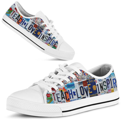 Teacher License Plates Low Top Shoes, Teacher Shoes, Low Top Sneakers