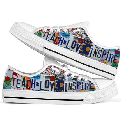 Teacher License Plates Low Top Shoes, Teacher Shoes, Low Top Sneakers