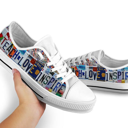 Teacher License Plates Low Top Shoes, Teacher Shoes, Low Top Sneakers