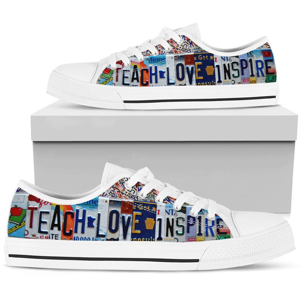 Teacher License Plates Low Top Shoes, Teacher Shoes, Low Top Sneakers