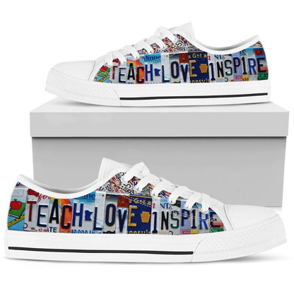 Teacher License Plates Low Top Shoes, Teacher Shoes, Low Top Sneakers