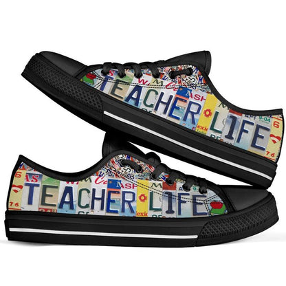 Teacher Life Inspire License Plates Low Top Shoes, Teacher Shoes, Low Top Sneakers