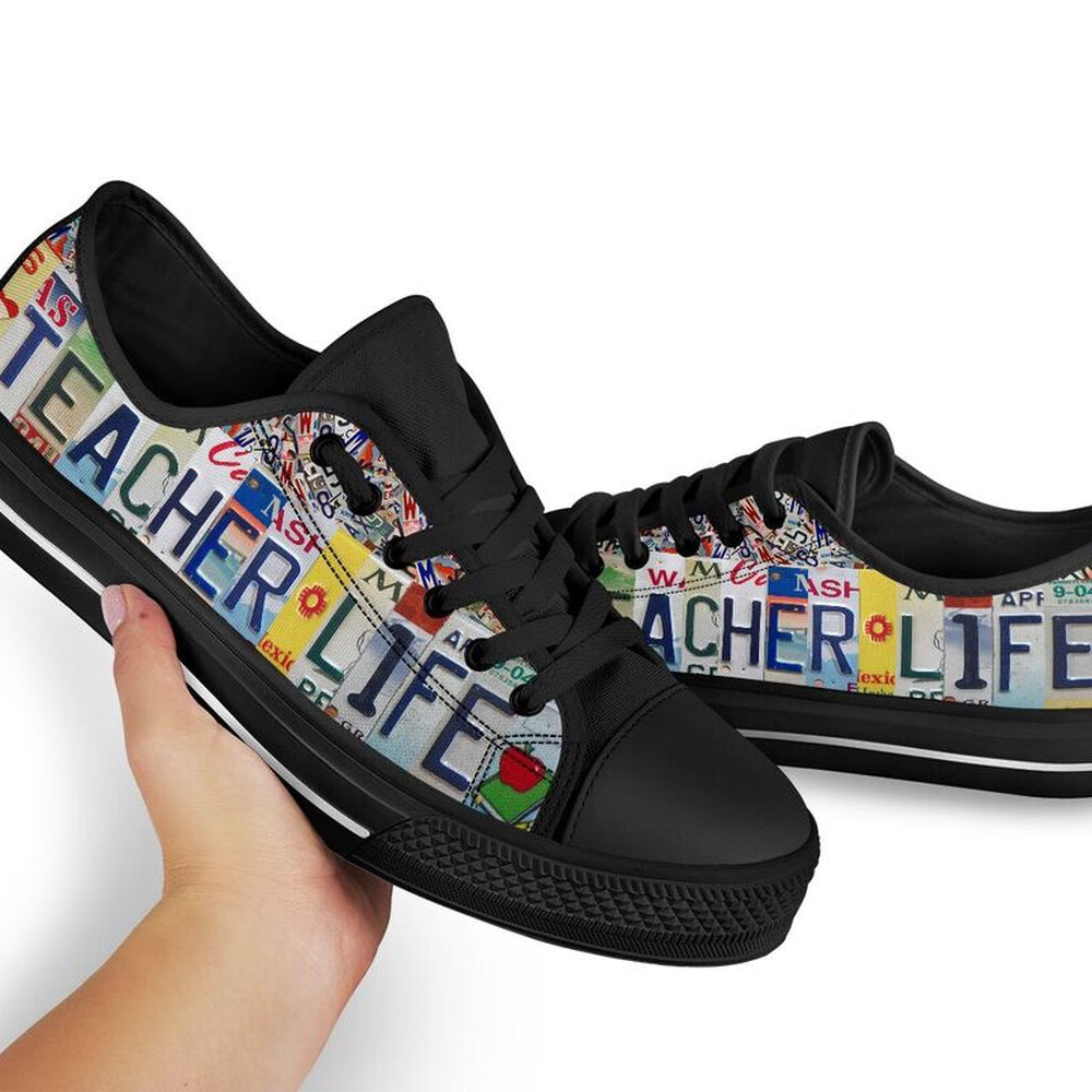 Teacher Life Inspire License Plates Low Top Shoes, Teacher Shoes, Low Top Sneakers