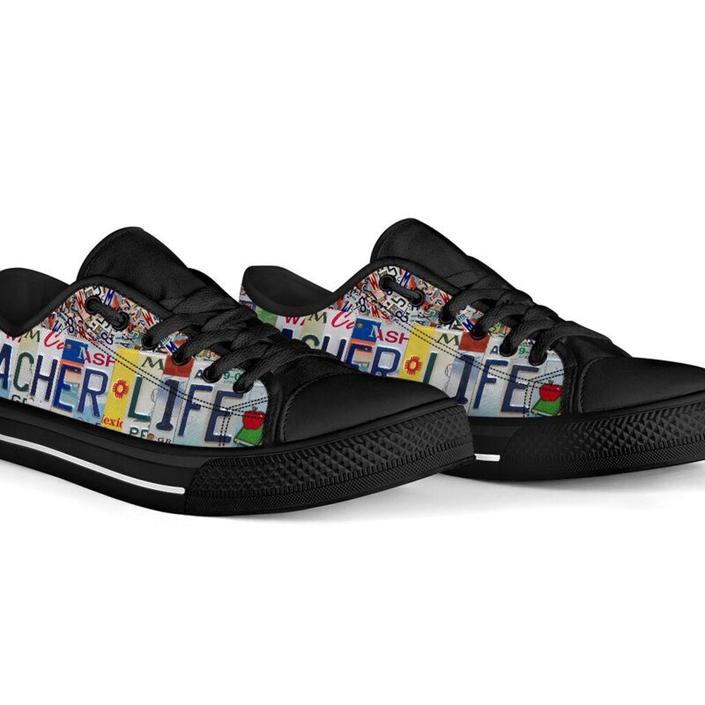 Teacher Life Inspire License Plates Low Top Shoes, Teacher Shoes, Low Top Sneakers