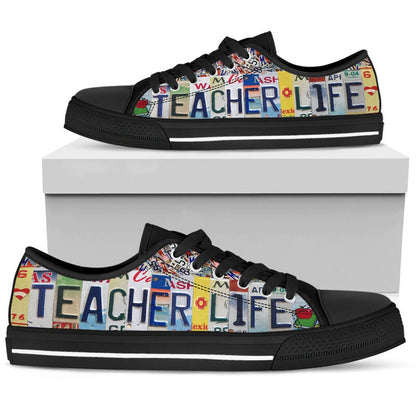Teacher Life Inspire License Plates Low Top Shoes, Teacher Shoes, Low Top Sneakers
