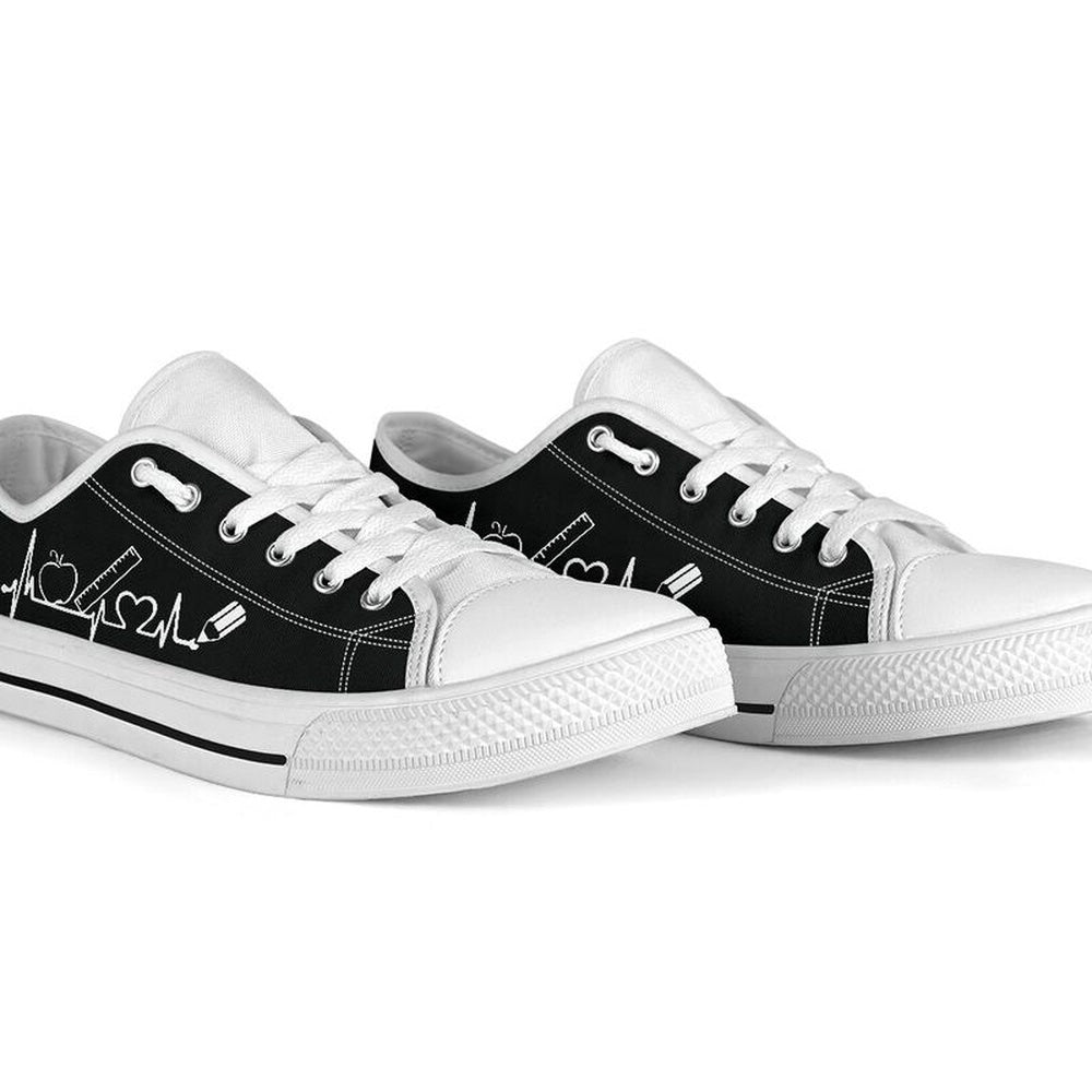 Teacher Love Black Low Top Shoes, Teacher Shoes, Low Top Sneakers