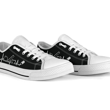 Teacher Love Black Low Top Shoes, Teacher Shoes, Low Top Sneakers