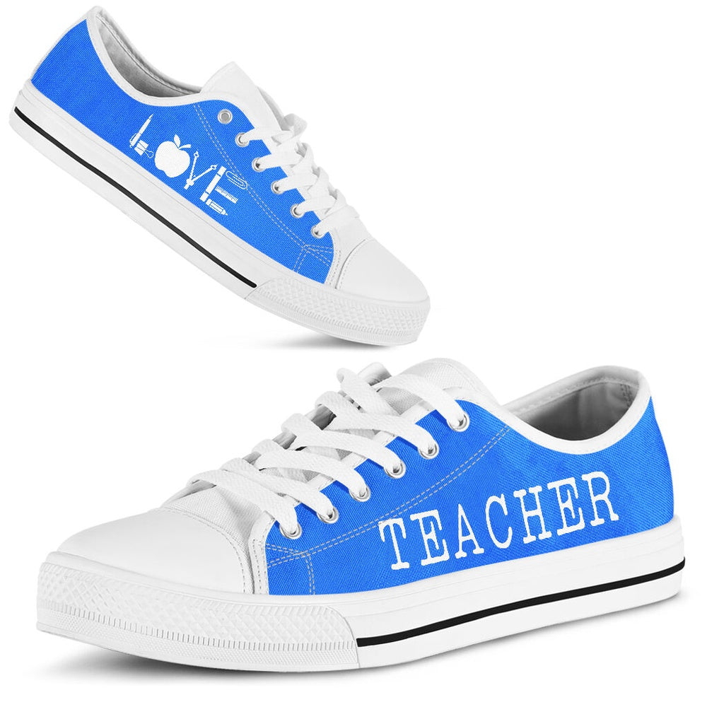 Teacher Love Low Top All Blue Shoes, Teacher Shoes, Low Top Sneakers