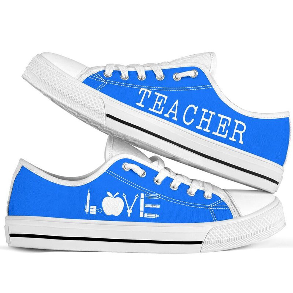 Teacher Love Low Top All Blue Shoes, Teacher Shoes, Low Top Sneakers