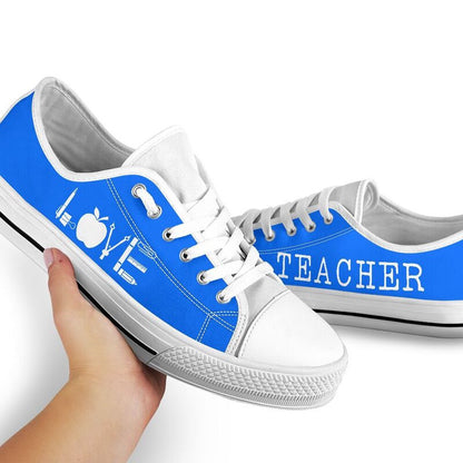 Teacher Love Low Top All Blue Shoes, Teacher Shoes, Low Top Sneakers