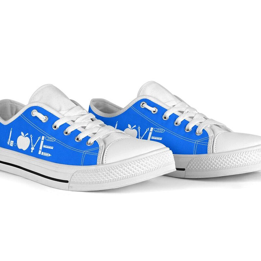 Teacher Love Low Top All Blue Shoes, Teacher Shoes, Low Top Sneakers