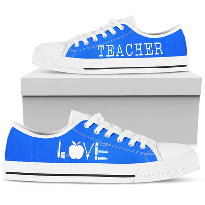 Teacher Love Low Top All Blue Shoes, Teacher Shoes, Low Top Sneakers