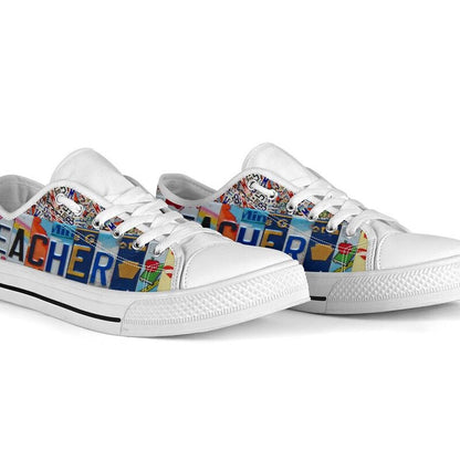 Teacher Maestra License Plates Low Top Shoes, Teacher Shoes, Low Top Sneakers