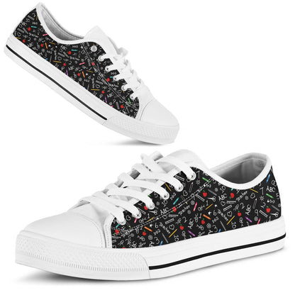 Teacher Pattern Low Top Shoes, Teacher Shoes, Low Top Sneakers