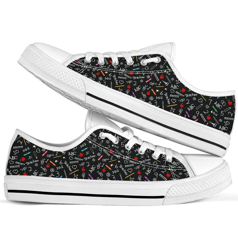 Teacher Pattern Low Top Shoes, Teacher Shoes, Low Top Sneakers