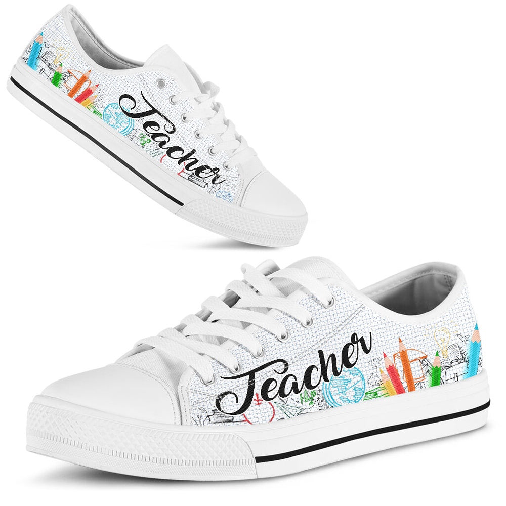 Teacher Pencil Low Top Shoes, Teacher Shoes, Low Top Sneakers