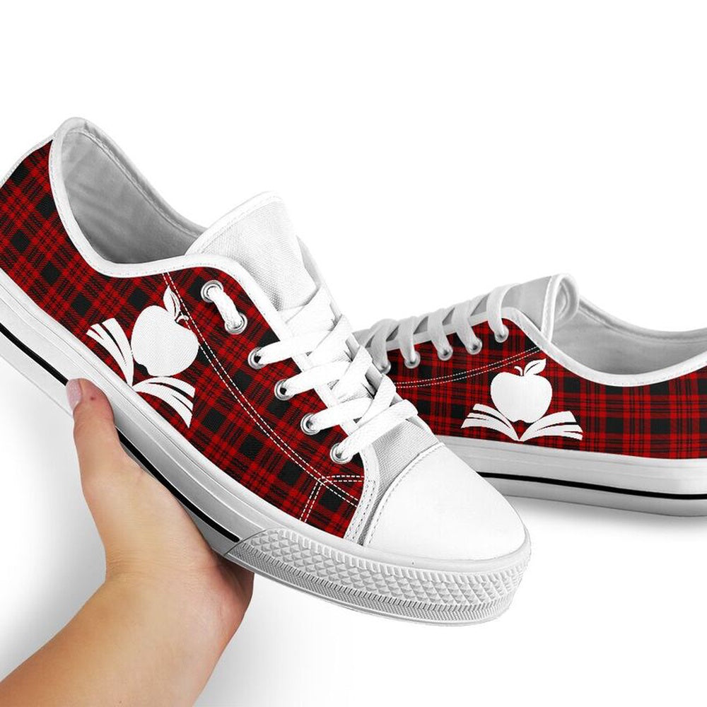 Teacher Plaid Christmas Low Top Shoes, Teacher Shoes, Low Top Sneakers