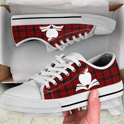 Teacher Plaid Christmas Low Top Shoes, Teacher Shoes, Low Top Sneakers