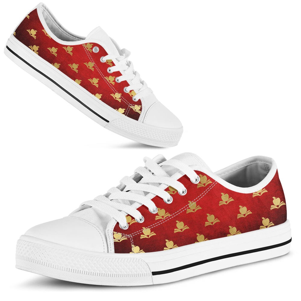 Teacher Seamless Christmas Low Top Shoes, Teacher Shoes, Low Top Sneakers