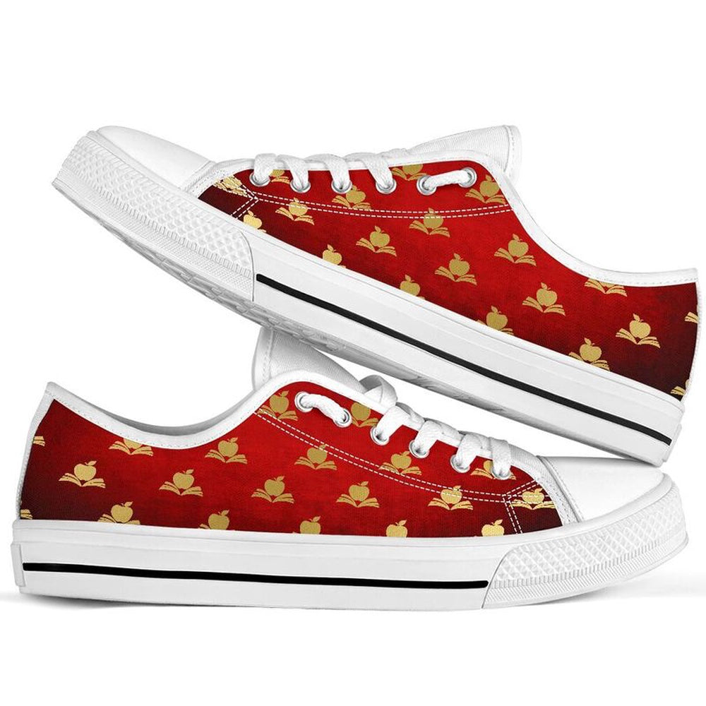 Teacher Seamless Christmas Low Top Shoes, Teacher Shoes, Low Top Sneakers