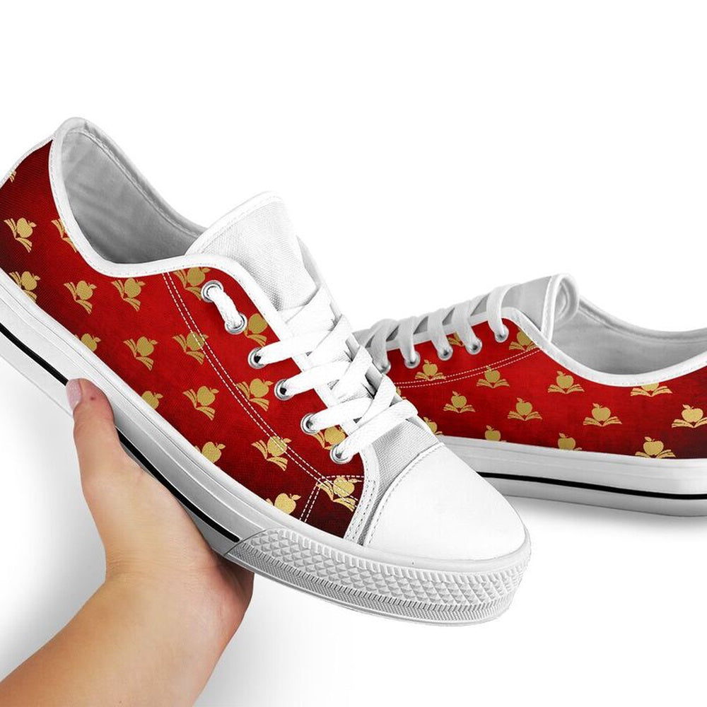 Teacher Seamless Christmas Low Top Shoes, Teacher Shoes, Low Top Sneakers