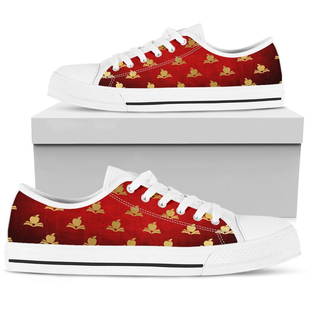 Teacher Seamless Christmas Low Top Shoes, Teacher Shoes, Low Top Sneakers
