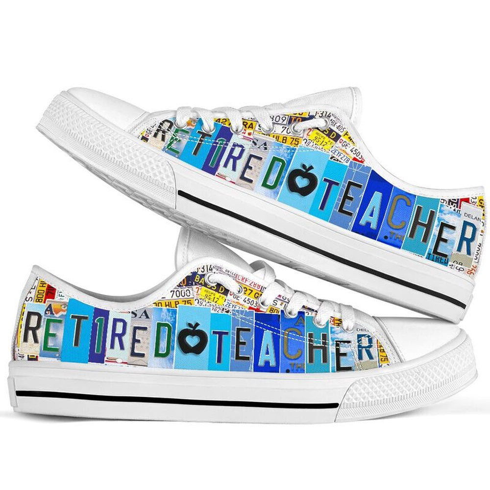 Teacher Shoes License Plate Shoes for Mens, Teacher Shoes, Low Top Sneakers