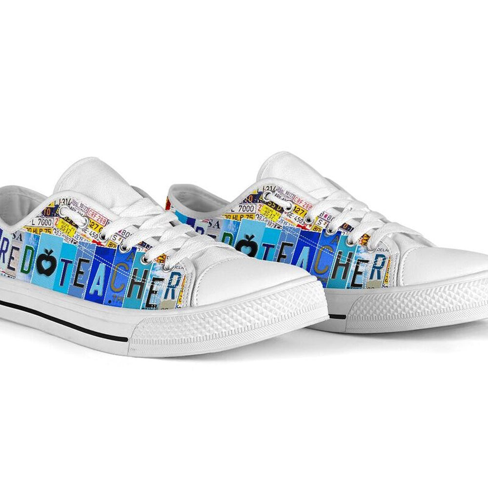 Teacher Shoes License Plate Shoes for Mens, Teacher Shoes, Low Top Sneakers