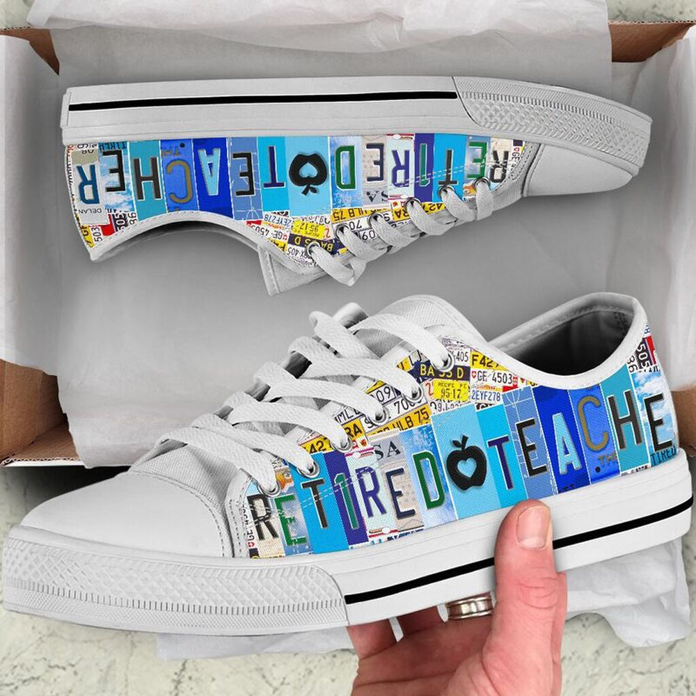 Teacher Shoes License Plate Shoes for Mens, Teacher Shoes, Low Top Sneakers