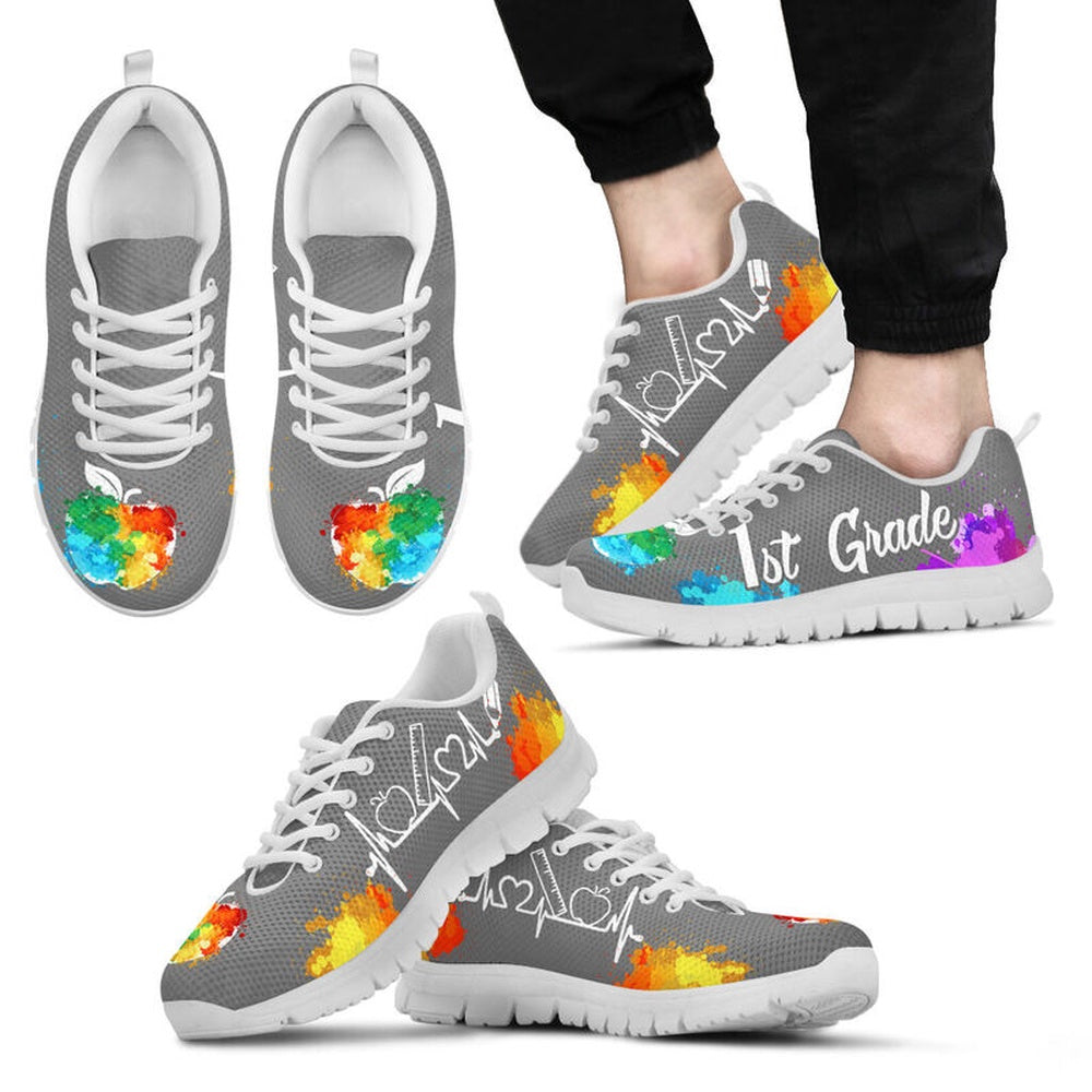 Teacher Sneaker, 1St Grade Art Gray Shoes, Fun Teacher Shoes