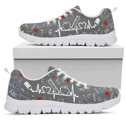 Teacher Sneaker, 1St Grade Pattern Grey Shoes, Fun Teacher Shoes
