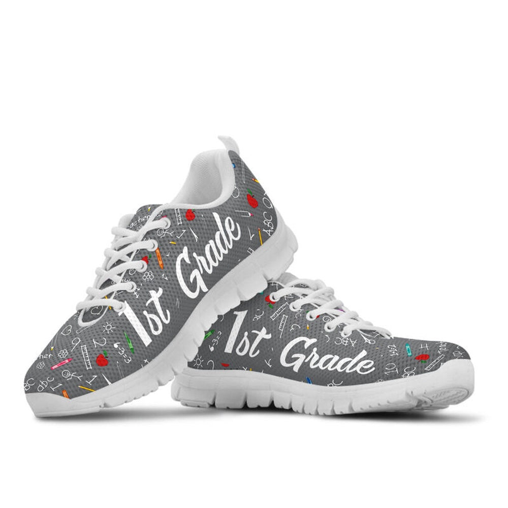 Teacher Sneaker, 1St Grade Pattern Grey Shoes, Fun Teacher Shoes