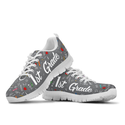 Teacher Sneaker, 1St Grade Pattern Grey Shoes, Fun Teacher Shoes