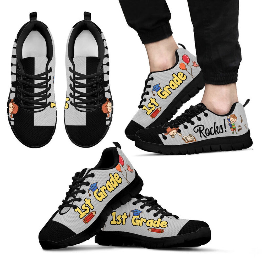 Teacher Sneaker, 1St Grade Rocks Black Gray Shoes, Fun Teacher Shoes